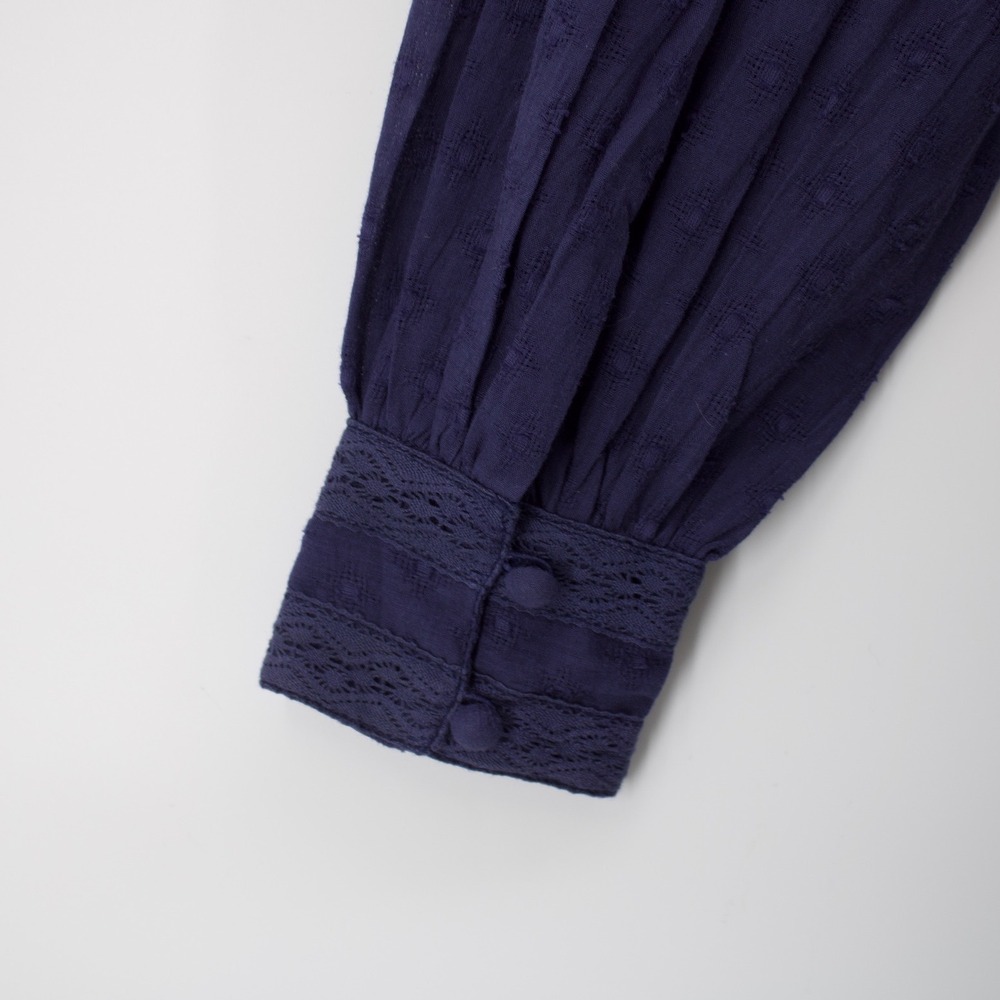 Tularosa Revolve Renee Mini Dress XS Navy Blue Smocked Romantic Cottagecore Boho - Picture 10 of 15